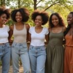 Ebony sexcontact Een diverse groep vrouwen geniet van samen zijn op een houten terras