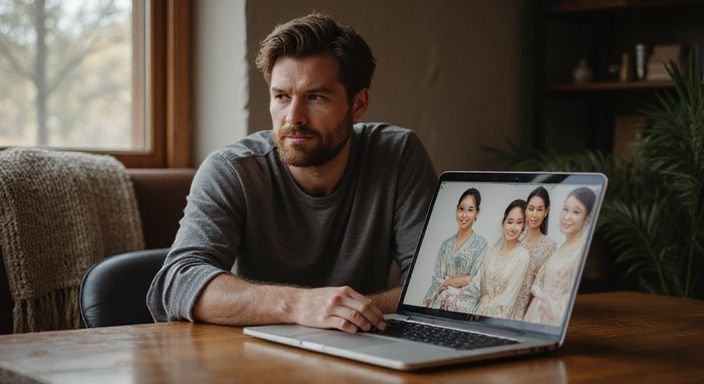 Een man zit aandachtig achter een bureau met een laptop.