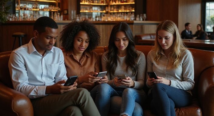 Jonge volwassenen genieten van een ontspannen avond in een chique lounge.