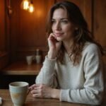 Een vrouw geniet van koffie in een gezellige café