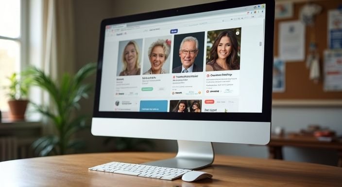 Een computer met datingwebsites voor volwassenen en sociale evenementennotities.