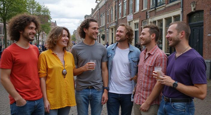 Groep mensen viert vreugde op een Pride-evenement in Amsterdam.
