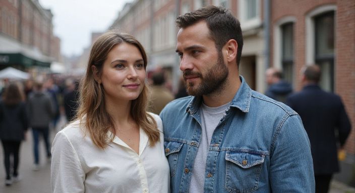 Een vrouw en een man staan naast elkaar en communiceren ontspannen over fetish dating.