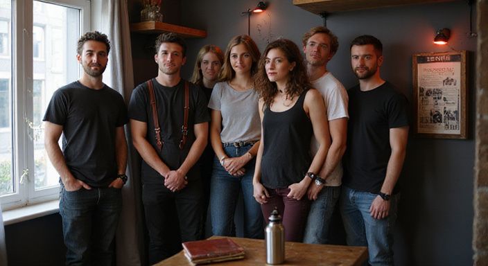 Een groep van zes mensen tijdens een kink community meetup.