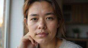 Een ontspannen portret van een persoon met een natuurlijke uitstraling