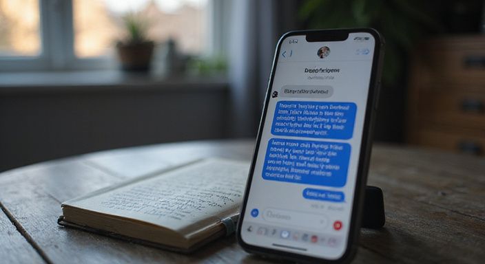 Een smartphone toont duidelijke gesprekken over grenzen en toestemming.