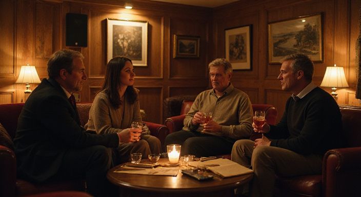 Candid opname van een gezellige lounge met middle-aged koppels. Candid opname van een gezellige lounge met middle-aged koppels.